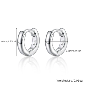 Detailed dimensions of S925 sterling silver hoop earrings with precise size and weight info