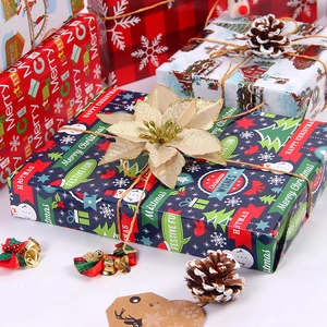 Festive 80g glossy Christmas gift wrapping paper rolls in assorted colors and patterns