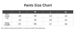 Detailed size chart for seamless yoga pants showing waist, hip, and length measurements