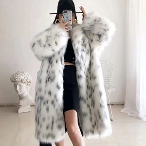 Manteau En Fausse Fourrure À Points Léopard Élégant Pour Femmes Long Col À Revers Vêtements D'extérieur Chauds Hiver Streetwear Mode