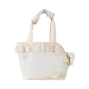 Breathable cream lace pet carrier bag with mesh ventilation for small dogs and cats
