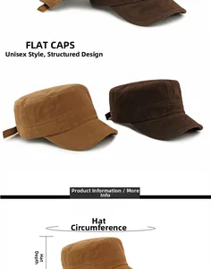 Detailansicht der Flatcap mit Wildleder-Textur, verstellbarem Gurt und Größenangaben