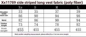Tableau des tailles détaillé pour ensemble gilet long et pantalon à bandes latérales