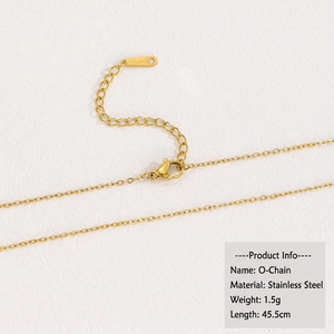 Detail of 45.5cm 18k gold plated stainless steel O-chain with lobster clasp and extension