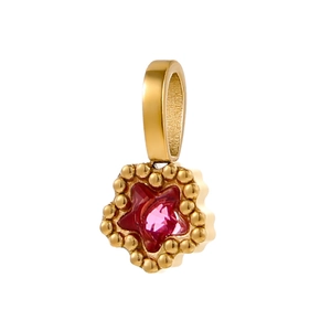 Pentagram zircon pendant with gold beaded trim and birthstone for DIY jewelry making