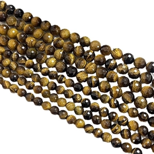 Faceted natural yellow tiger eye beads for DIY jewelry making and bracelets