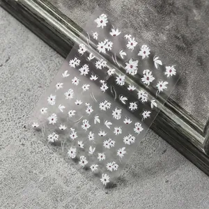 Japanese style white floral nail art stickers with thin durable adhesive backing to-891