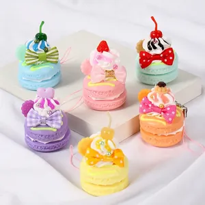 Simulazione Torta Dolce Portachiavi PVC Resina Finta Crema Frutta Waffle Macaron Cupcake Carino Ciondolo Borsa Regalo