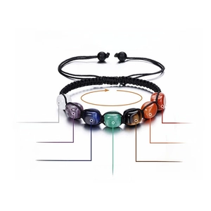 Size chart for 7 Chakra braided bracelet showing adjustable 6.1-12 inch inner diameter