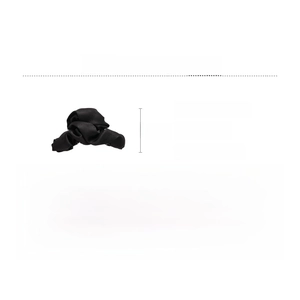 Detail view of black pleated satin cloud claw clip with dimensions 13cm and 4.5cm