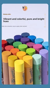 Top-down close-up of 36-color heavy oil pastels with high saturation and creamy texture