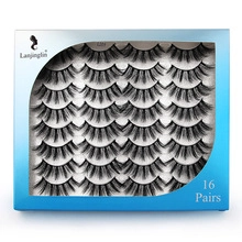 Detailed packaging view of Lanjinlin L203 16 pairs natural 3D faux mink black eyelashes