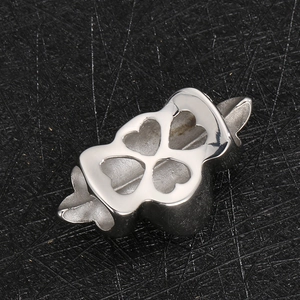 Punk style silver four-leaf clover metal charm bead for leather cord bracelets
