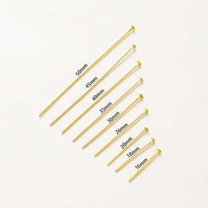 14K gold plated T-pins in various lengths for jewelry making and DIY crafts