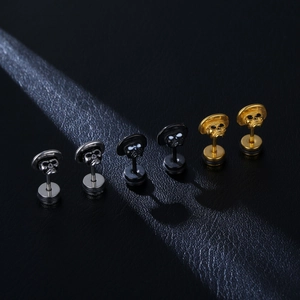 Skull Stud Earrings With Straw Hat 316L Stainless Steel Punk Hip Hop Jewelry For Men Unisex