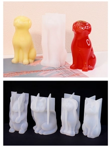Detailed animal shaped silicone molds for making DIY rabbit cat and dog candles