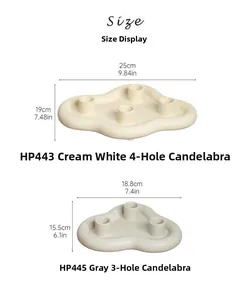 Size guide for Nordic ceramic candle holders showing dimensions for 3-hole and 4-hole styles