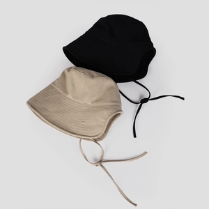 Women wide brim sun hats in black and beige with chin straps for UV protection outdoors