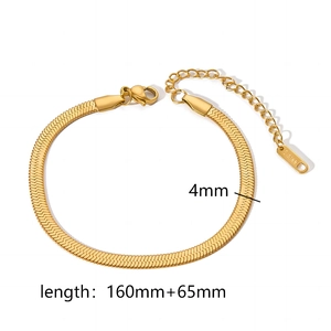 4mm gold-plated stainless steel snake chain bracelet with 160mm length and extension