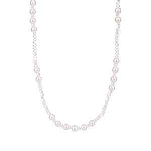 Elegant Long Artificial Pearl Bead Necklace 18K Gold Plated Stainless Steel Waterproof Hypoallergenic Sweater Chain For Women