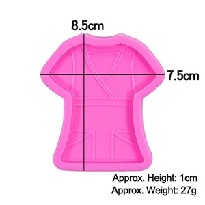 Pink nurse uniform silicone mold for DIY keychain pendants with size 8.5x7.5cm