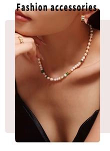 Schicke Süßwasserperlen- und grüne Achatperlenkette mit elegantem Goldschmuck