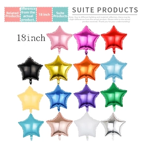 Selection of 18-inch star-shaped foil balloons in fifteen metallic colors for party decor