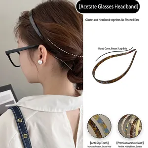 Serre-tête en acétate écaille pour lunettes avec dents antidérapantes et haute élasticité