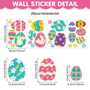 Easter wall sticker set with 26 colorful bunny and egg decals for home window decoration