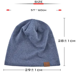 Size chart for knit beanie showing dimensions of 29x28cm and 57-60cm head circumference
