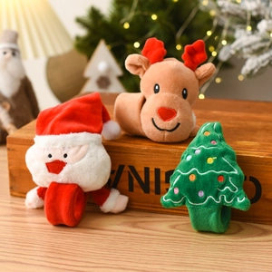 Christmas Plush Slap Bracelets Soft Reindeer Santa Claus Tree Holiday Party Favors Novelty Wristbands For Children