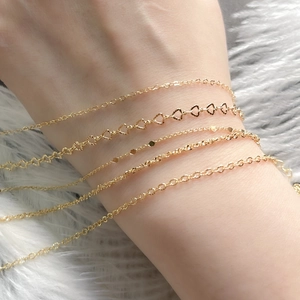 Minimalist gold geometric link chains and circle pendants for DIY jewelry making