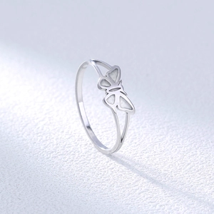 Glow in the dark 304 stainless steel butterfly ring for women with silver finish