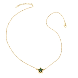 Elegant gold star necklace featuring a faceted green gemstone pendant on a fine chain