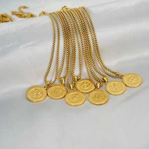 18k gold plated stainless steel 12 zodiac coin pendant necklaces on white silk