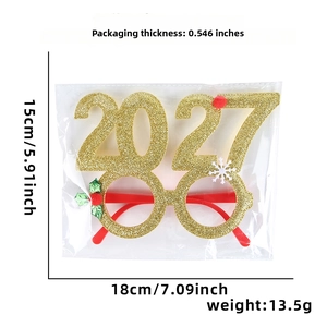 Technische Abmessungen und Gewichtsspezifikationen der 2027 Neujahrs Glitter Partybrille