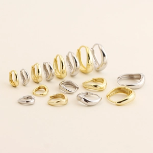 Minimalist S925 sterling silver hoop earrings in various sizes, gold and silver finishes
