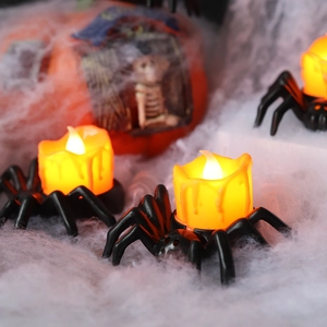 Halloween LED Spider Candle Lights Spooky Skull Eyeball Night Lamps Desktop Decoration Haunted House Party Plastic