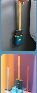 Wall-mounted cloud toilet brush set in yellow, grey, pink and green silicone colors