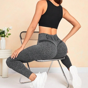 Legging de yoga galbant à taille haute pour femme avec lettrage GYM gris chiné