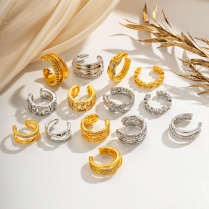 Vintage Ohrklemmen aus Kupfer mit Zirkonherz und U-Form in Gold und Silber für Damen