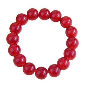 Elegant gradient purple and red glass bead bracelet with polished round gemstones on white