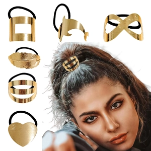 Gotische Punk-Haarklammern aus Metall in Gold mit verschiedenen geometrischen Formen
