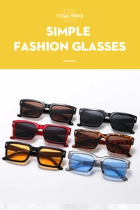 Matrix display of square frame sunglasses in multiple colors on a clean white background