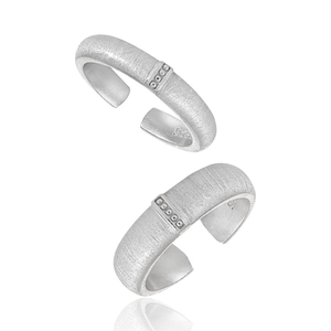 Minimalist Ring 925 Sterling Silver Brushed Matte Texture Adjustable Open Band For Women Elegant Finger Jewelry