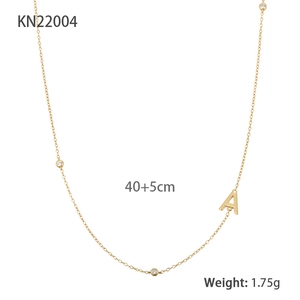 S925 sterling silver gold plated letter A pendant necklace with micro-inlaid zircons