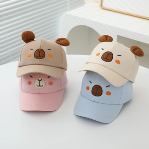 Kids Baseball Cap Cotton Polyester Sun Hat With 3D Bear Ears Cartoon Embroidery Toddler Boys Girls Outdoor Travel Sweet