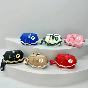 Women's PU Leather Color Block Crossbody Bag With Letter P Decoration Trendy Chain Square Shoulder Bag Autumn Fashion Handbag