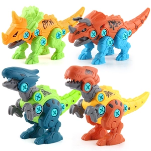 Kids DIY dinosaur assembly toy set with electric drill and colorful take-apart parts