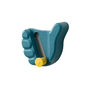 Creative thumb-up wall hook and cable clip in dark cyan and yellow for home organization